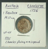 Austria 1726 Charles VI 1 Kreutzer F Details