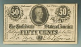 Confederate Feb. 17th 1864 50 Cent Note AU