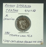Roman Imperial Denarius Trajan 97 – 117 AD XF Details