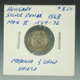 Hungary 1568 Silver Denar Max II XF