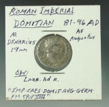 Roman Imperial Domitian 81 – 96 Silver Denarius AD F