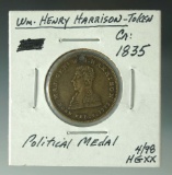 W. H Harrison Political Medal 1840 “The People’s Choice” “The Hero of Tippecanoe” XF