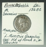 Roman Republic Silver Denarius 136 BC XF