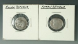 2 Different Roman Republic Silver Coins VG-F