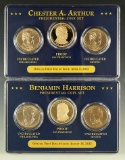 P, D and S 2012 Chester Arthur and Benjamin Harrison Dollars in Holders BU and Proof