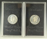 1971 and 1972 Proof Eisenhower Silver Dollars in Original Brown Boxes