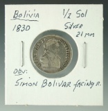 1830 Bolivia Silver ½ Sol F