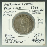 German States Brunswick-Wolfen-Buttel Silver 6 Marien Groshen VF+