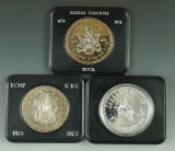 1971, 1973 and 1975 Canadian 50% Silver Commemorative Dollars in Original Holders