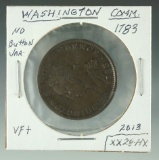 1783 Colonial Washington Cent No Button Variety VF