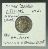 Roman Imperial Vitellius Silver Denarius 69 AD Denarius