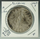 Philippines 1907-S Silver Peso F+