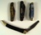 Set of four larger vintage pocket knives, one is Cub Scout, one is Naughty Girls.