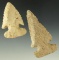 Pair of Archaic Thebes Bevels found in Ohio, largest is 2 13/16