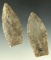 Pair of Upper Mercer Flint Paleo Lanceolate's found in Ohio, largest is 2 9/16