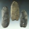 Set of three Coshocton Flint Blades, largest is 4 1/2