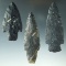 Set of three Coshocton Flint Adena points found in Ohio, largest is 3 5/8