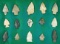 Set of 15 assorted arrowheads found in Ohio. Ex. Howard Bell collection. Largest is 2