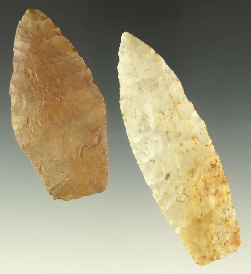 Pair of Paleo Lanceolates found in Ohio, largest is 3 5/16".