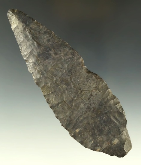 5 1/2" Coshocton Flint Stemmed Knife found in Crawford County Ohio. Ex. Dr. Jim Mills.