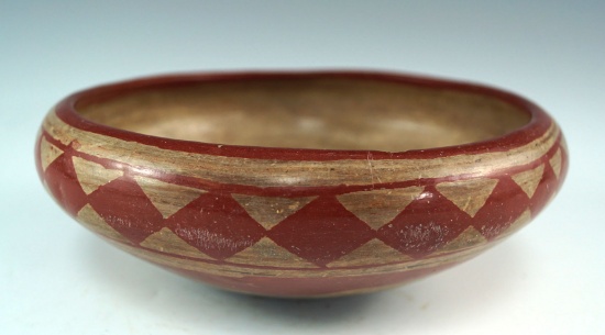 Chupicuaro polychrome bowl that is 5 1/2" diameter found in the Guanajuato, Mexico area. Solid.