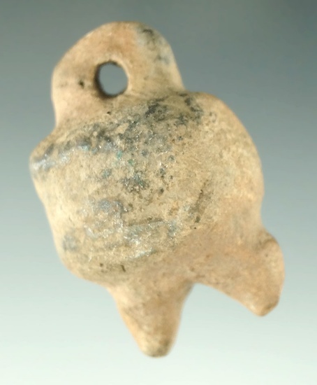 1 13/16" tall Pre-Columbian pottery pendant. Found in Mexico.