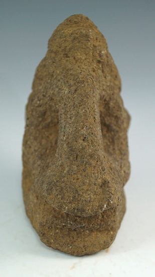 Human head effigy stone with alter-ego figure carved from andesite. Found in Costa Rica.