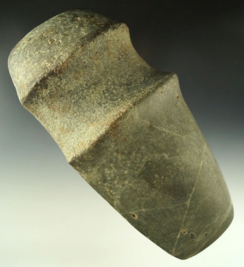 6 7/8" highly polished 3/4 grooved Axe made from green Hardstone found New Richmond, Ohio.