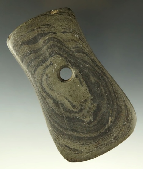 3 3/4" nicely banded glacial slate Pendant found by Tom Hole south of Northstar Ohio.