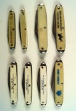 Group of Eight vintage folding pocket knives, six are advertising.