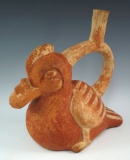 Moche Period III Muscovy Duck effigy stirrup bottle -s 8 1/2