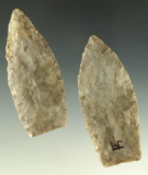 Pair of Upper Mercer Flint Paleo Lanceolate's found in Ohio, largest is 2 9/16