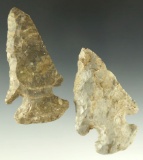 Pair of Archaic Thebes Bevels found in Ohio, largest is 2 13/16