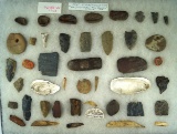 Large group of artifacts and items found at the East Steubenville site put together in 1968.