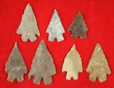 Set of seven Montell points found in Texas, largest is 2 3/4