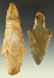 Pair of Adena points found in southern Ohio, largest is 4 3/16