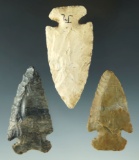 Set of three Ohio Archaic Thebes, largest is 2 15/16