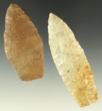 Pair of Paleo Lanceolates found in Ohio, largest is 3 5/16