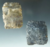 Pair of Coshocton Flint Paleo Square Knives found in Ohio, largest is 2 1/8