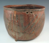 Large cylindrical pre-Columbian jar that measures 6 1/2