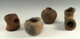 Set of four ancient pottery items found on a shelf in the basement of a circa 1700s farmhouse ….