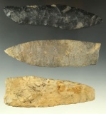 Set of three Paleo Knives, largest is 4 5/8