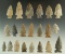 Group of 21 Assorted Archaic Period Arrowheads, found in Indiana and Ohio, largest is 2 3/16