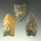 Set of 3 Paleo Points all found in Ohio, largest is 2 1/8