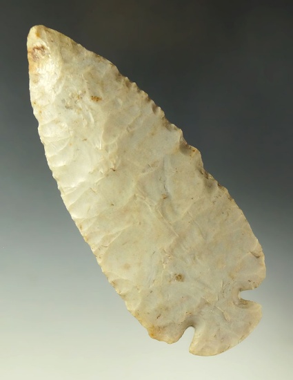 5 3/8" Archaic Dovetail-Flint Ridge Flint, found in Northern Ohio. Ex. Ray Barnes, C.C. Thomas.