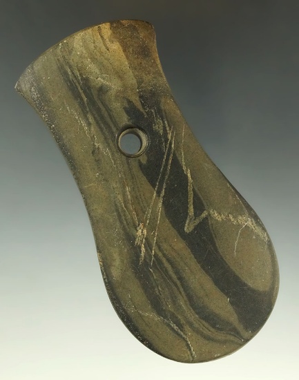 4 3/8" Adena Keyhole Pendant - Mercer Co., Ohio. Ex. George Heckman. Pictured in Who's Who #10.