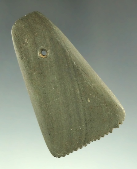 Miniature 1 15/16" Ft. Ancient Fringed Pendant - Delaware Co., Ohio. Ex.Meuser,  Shipley,  Pictured.