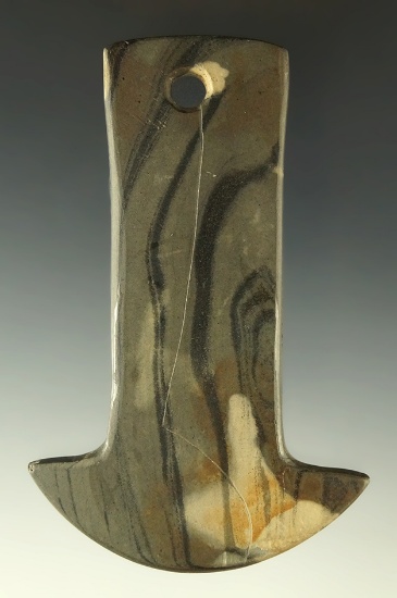 3 7/8" Adena Anchor Pendant - Hardin Co., Ohio. Ex. Meuser,  Pictured in Ohio Slate Types, page 73.