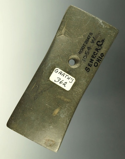 3 3/4" Adena Bi-Concave Gorget found in Seneca Co., Ohio. Ex. A.T.  Wherle, Gary Fogelman.