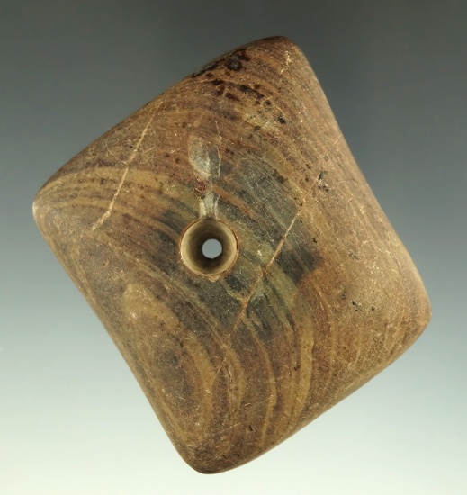 2 3/16" Adena Square Pendant- Morrow Co., Ohio. Ex. A.T. Wherle Collection, #1765W.